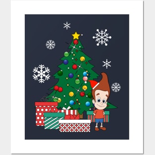 Jimmy Neutron Around The Christmas Tree Posters and Art